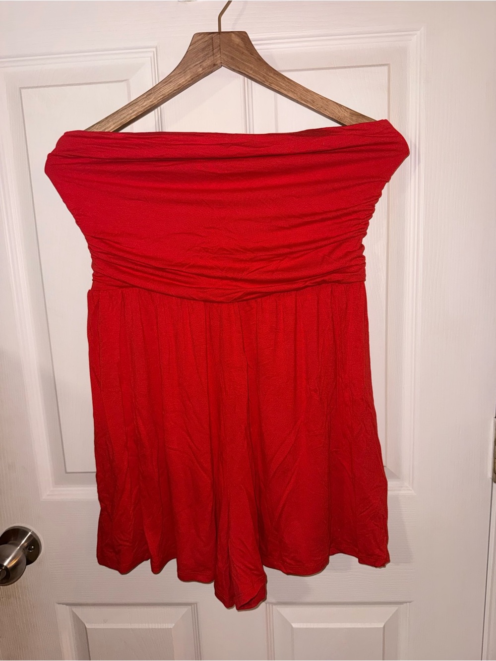 No Boundaries Strapless Red Romper